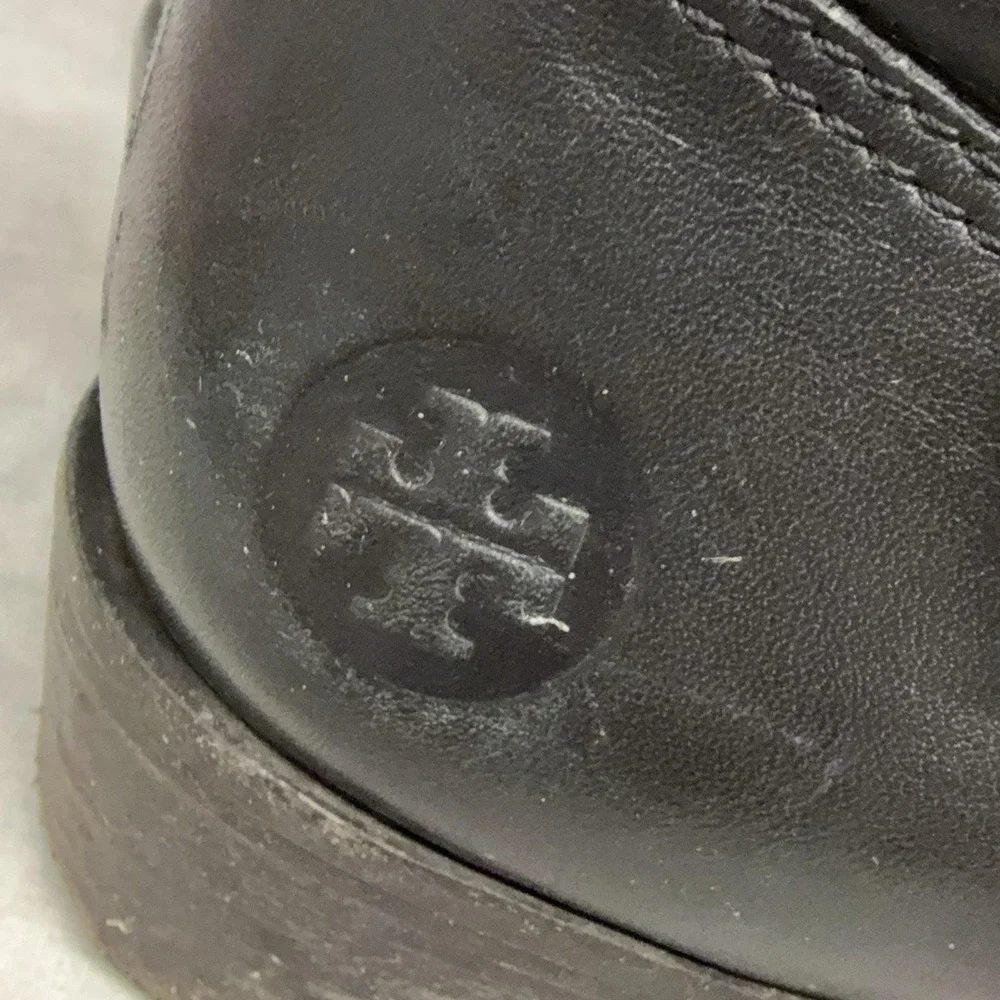 Tory Burch Boots Womens Size 8.5 Black Leather Ankle Biker Buckle Booties